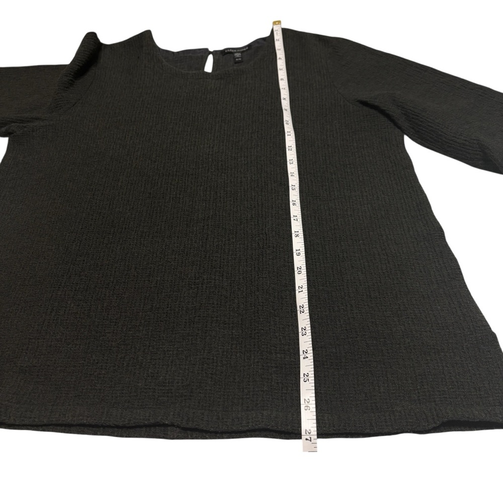 Eileen Fisher Textured Ripple Knit Seaweed Round Neck 3/4 Sleeve Top Medium - Picture 14 of 15
